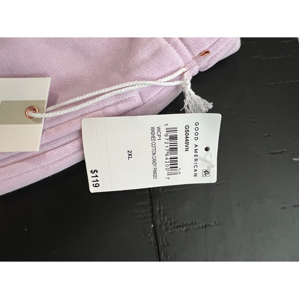 NWT 2XL Plus Good American Cotton Candy Pink Fleece Velour Wide Leg Sweatpants - Picture 3 of 7